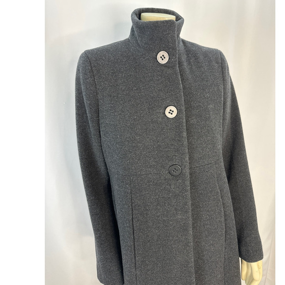 Calvin Klein Stand collar wool pea coat Charcoal color size 10 - Picture 3 of 14